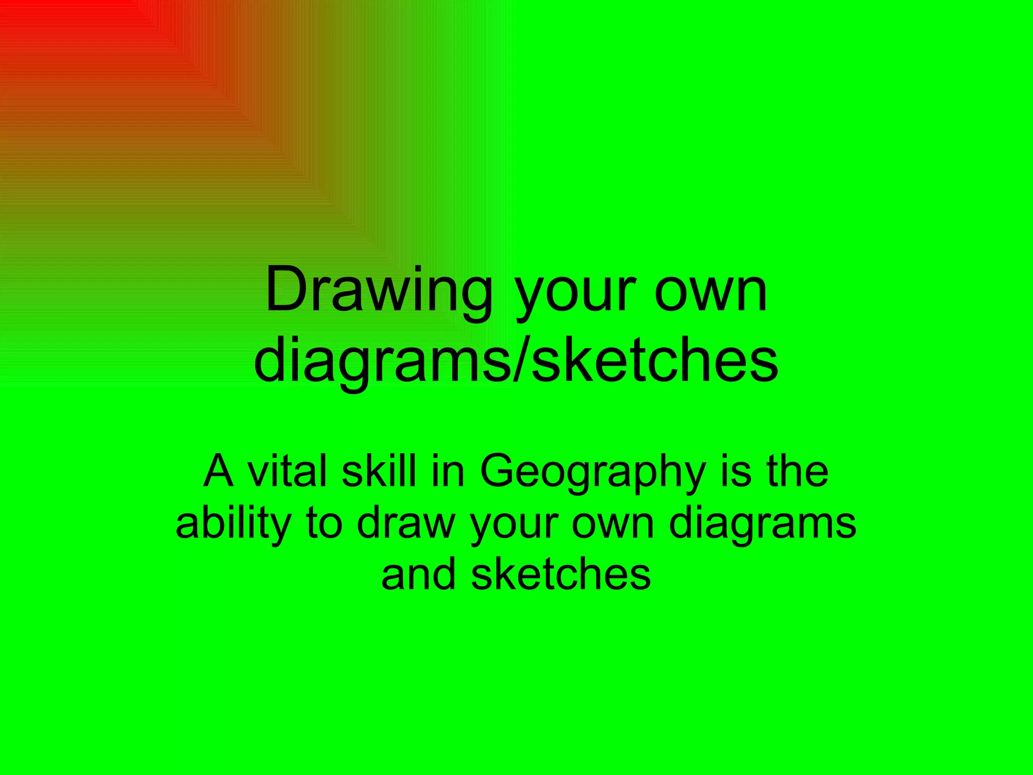 Drawing your own diagrams/sketches A vital skill in Geography is the ability to draw your own diagrams and sketches 