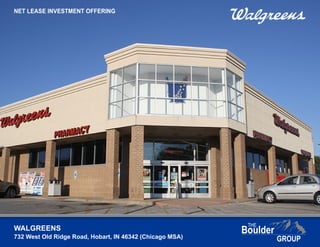 WALGREENS 
732 West Old Ridge Road, Hobart, IN 46342 (Chicago MSA) 
NET LEASE INVESTMENT OFFERING 
 
