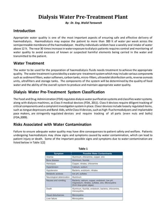Dialysis Water Treatment PDF