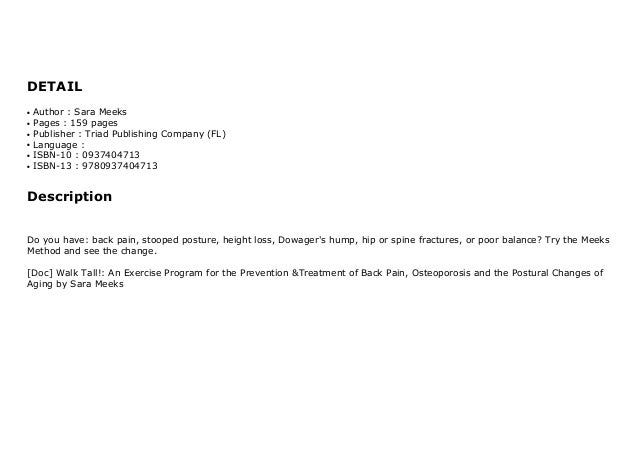 [Doc] Walk Tall!: An Exercise Program for the Prevention &amp; Treatment of ...
