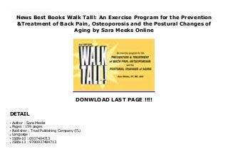 News Best Books Walk Tall!: An Exercise Program for the Prevention ...