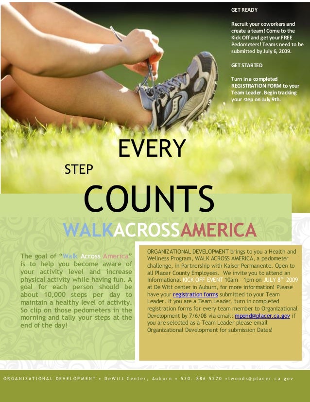 walk across america 2009 informational flyer pedometer flyer