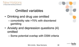 Future research
• Finish research using Mass. survey data
• Experimental/lab research is needed
– Real players
• Adherence...