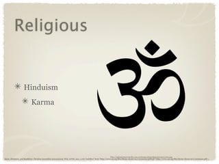 Religious


                     Hinduism
                             Karma




                                                                                                                       http://upload.macromedia.com/exchange/photoshop/previews/om1.jpg
Islam, Hinduism, and Buddhism. Christian Assemblies International. Web. 16 Feb. 2011. a rel="nofollow" href="http://www.cai.org/files/theme-sheets/en/c/sc0001au.pdf%3E">http://www.cai.org/files/theme-sheets/en/c/sc0001au.pdf>;.
 