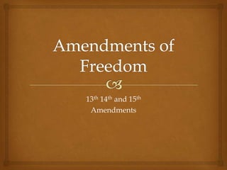 13th 14th and 15th
Amendments
 
