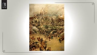 A drawing of night time revelry in Gore Park in the 1890s
 