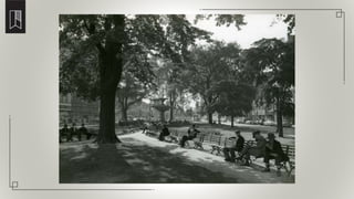 Benches in Gore Park in the 1940s
 