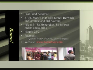 Bamn Automat Menu Walking Tour Powerpoint Presentation | PPT