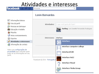 Atividades e interesses 
