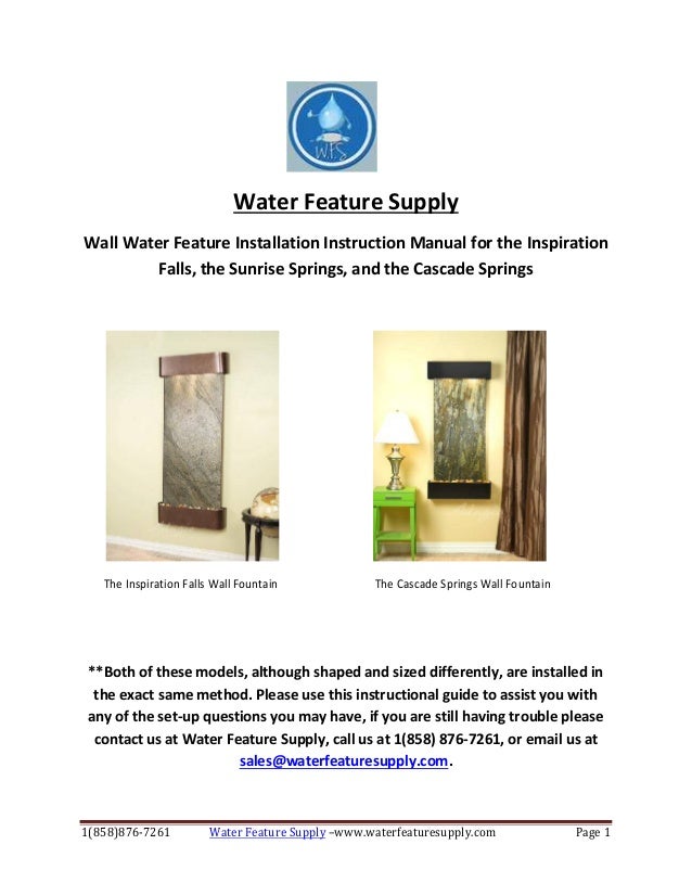 Wall Water Feature Installation Guide for the Inspiration Falls, Sunr…