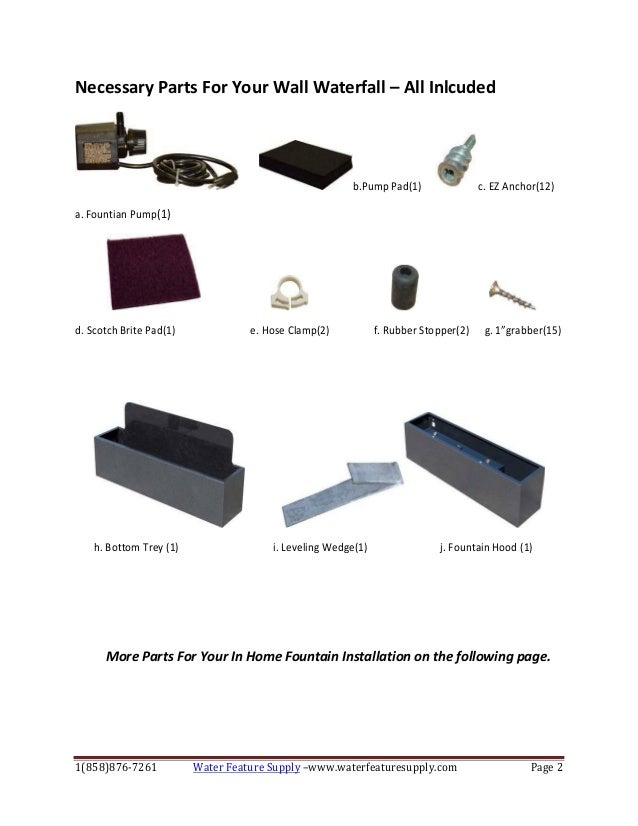 Wall Water Feature Installation Guide for the Inspiration Falls, Sunr…