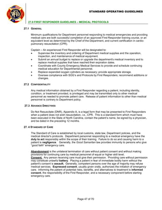 Chapter Over Slide Wallace Fire Department 2026 Standard Operating Guidelines Manual | PDF