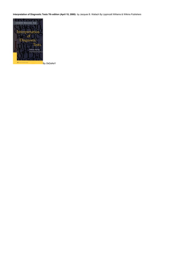 Wallach interpretation of diagnostic tests 7th ed 2000 pdf