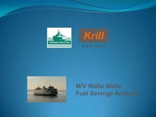 Krill
S y s t e m s
M/V Walla Walla
Fuel Savings Analysis
 