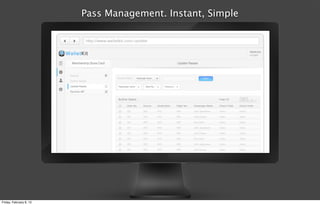 Pass Management. Instant, Simple
Friday, February 8, 13
 