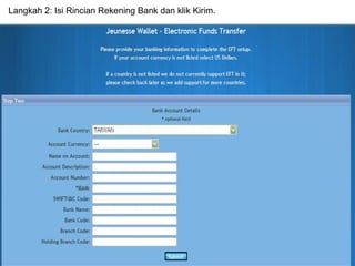 Langkah 2: Isi Rincian Rekening Bank dan klik Kirim.

Jeunesse Commission

Only for European country

 
