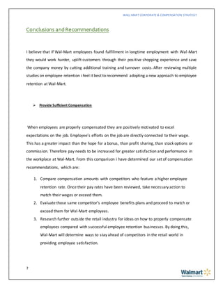 Walmart Equity Reesearch Comp Set Wallmart compensation strategy assignment | DOCX