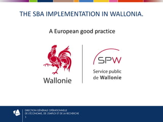THE SBA IMPLEMENTATION IN WALLONIA.
A European good practice

1

 