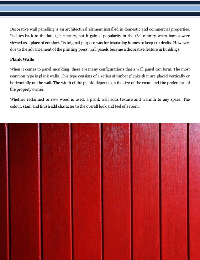 Types Of Wall Panelling Slideshare