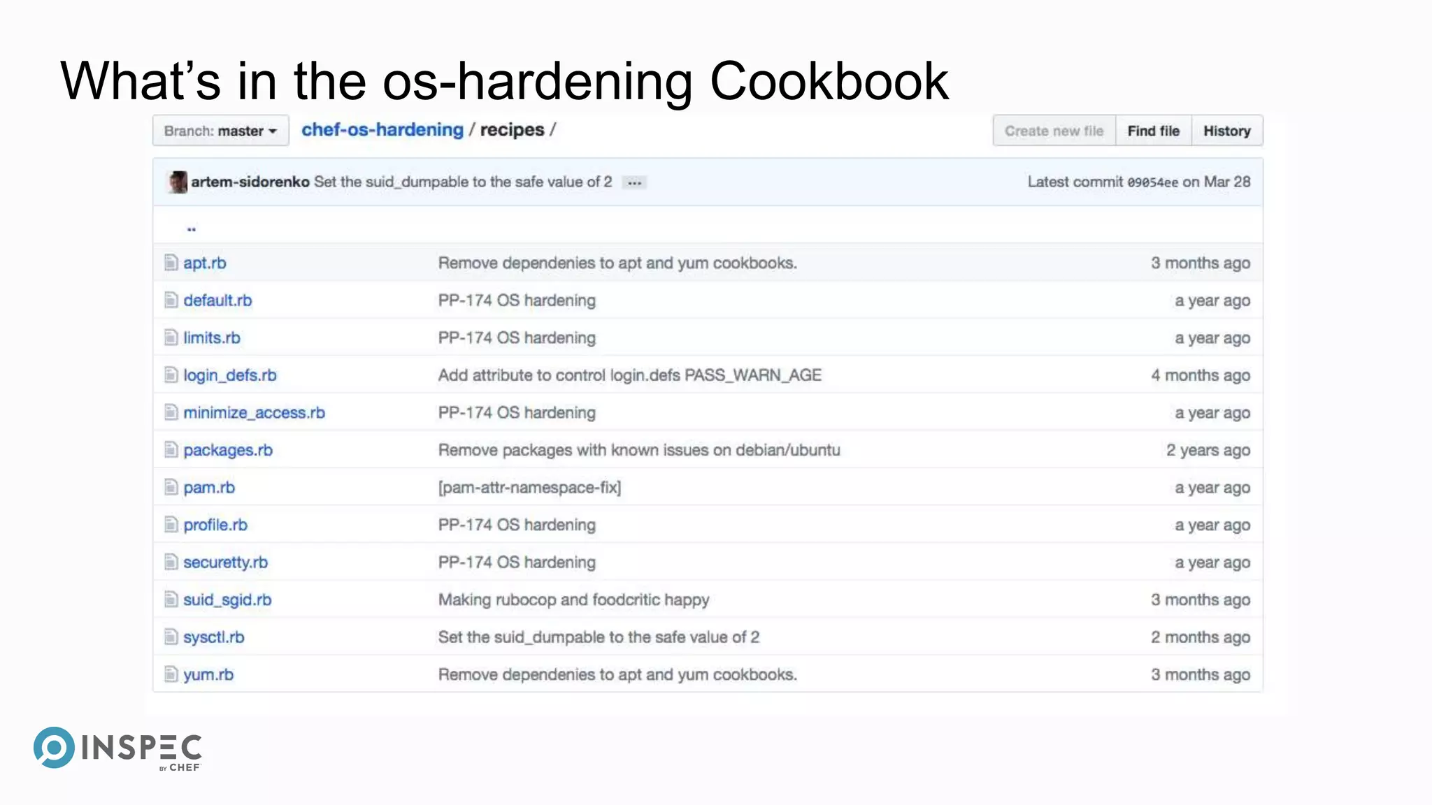 What’s in the os-hardening Cookbook
 