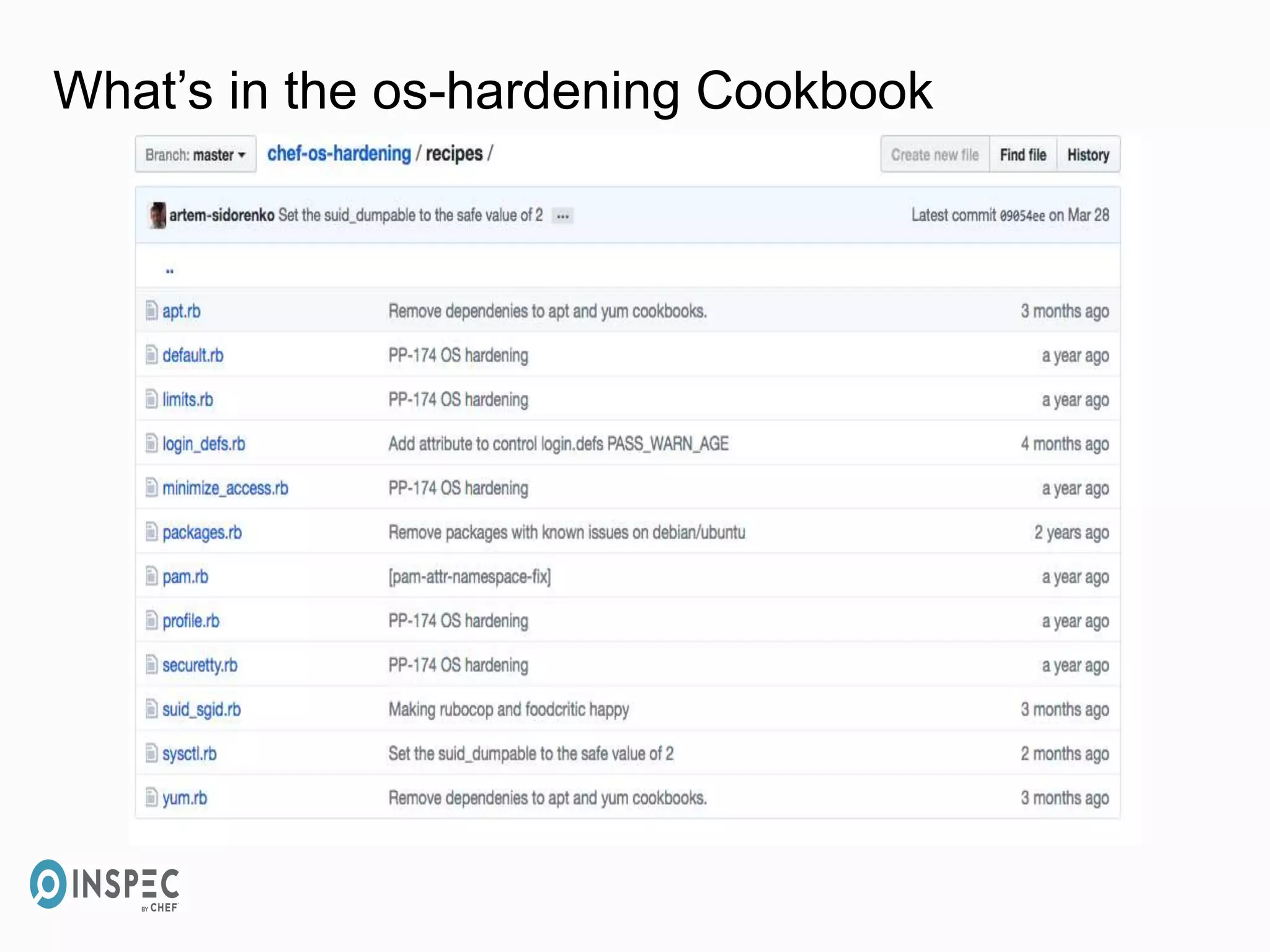 What’s in the os-hardening Cookbook
 