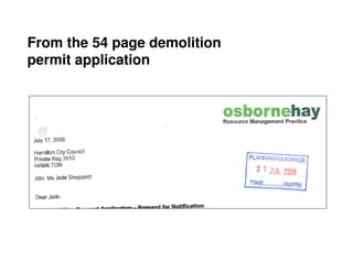 From the 54 page demolition
permit application
 
