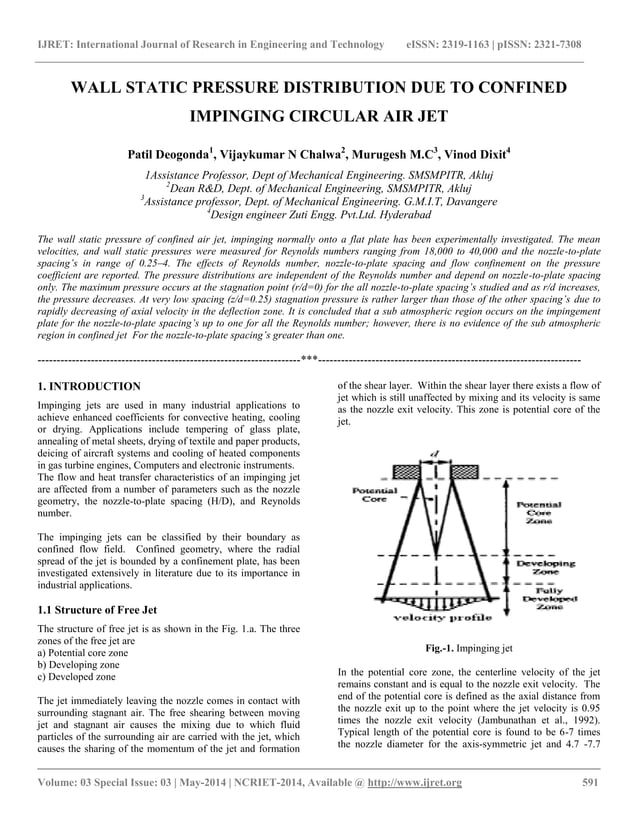 Wall static pressure distribution due to confined impinging circular ...