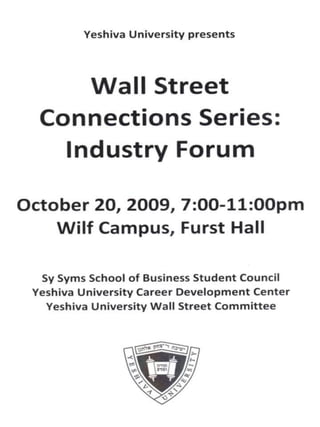 Wall Street Industry Forum - Yeshiva University