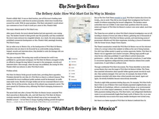NY Times Story: “WalMart Bribery in Mexico”
 