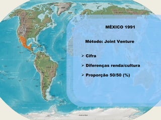 MÉXICO 1991 Método: Joint Venture Cifra Diferenças renda/cultura Proporção 50/50 (%) 