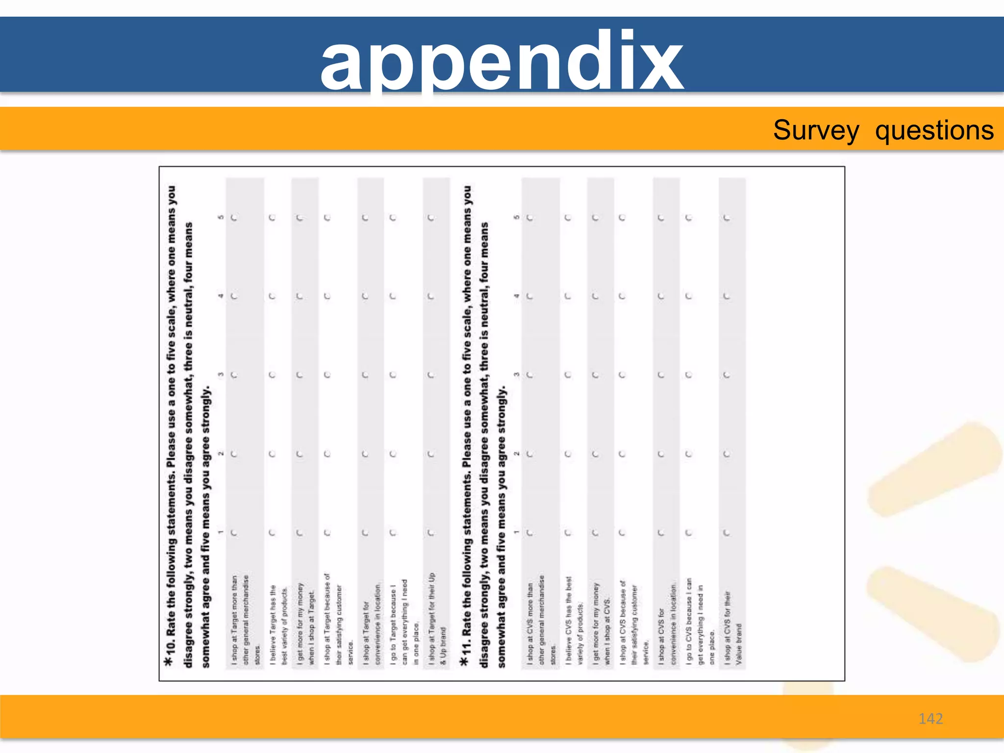 appendix
           Survey questions




                     142
 