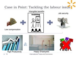 Case in Point: Tackling the labour issue
International Trade and Commerce13
Low compensation
Intangible benefits
Job security
High Productivity Happy Employees
 