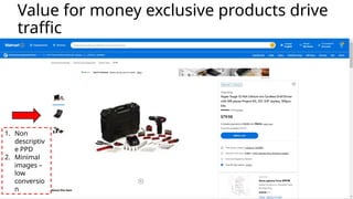 Value for money exclusive products drive
traffic
1. Non
descriptiv
e PPD
2. Minimal
images –
low
conversio
n
 