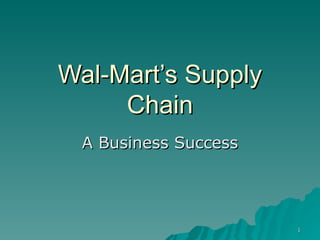 Wal-Mart’s Supply Chain A Business Success 