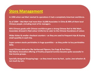 Wal mart strategies china- prashant