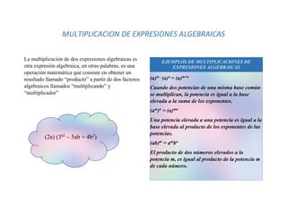 EXPRESIONES ALGEBRAICAS 