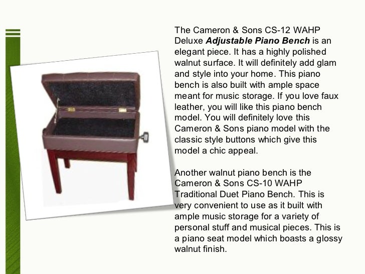 Walnut Adjustable Piano Bench Guide