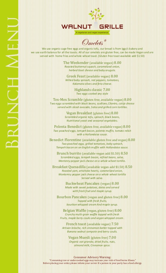 Walnut grille brunch menu