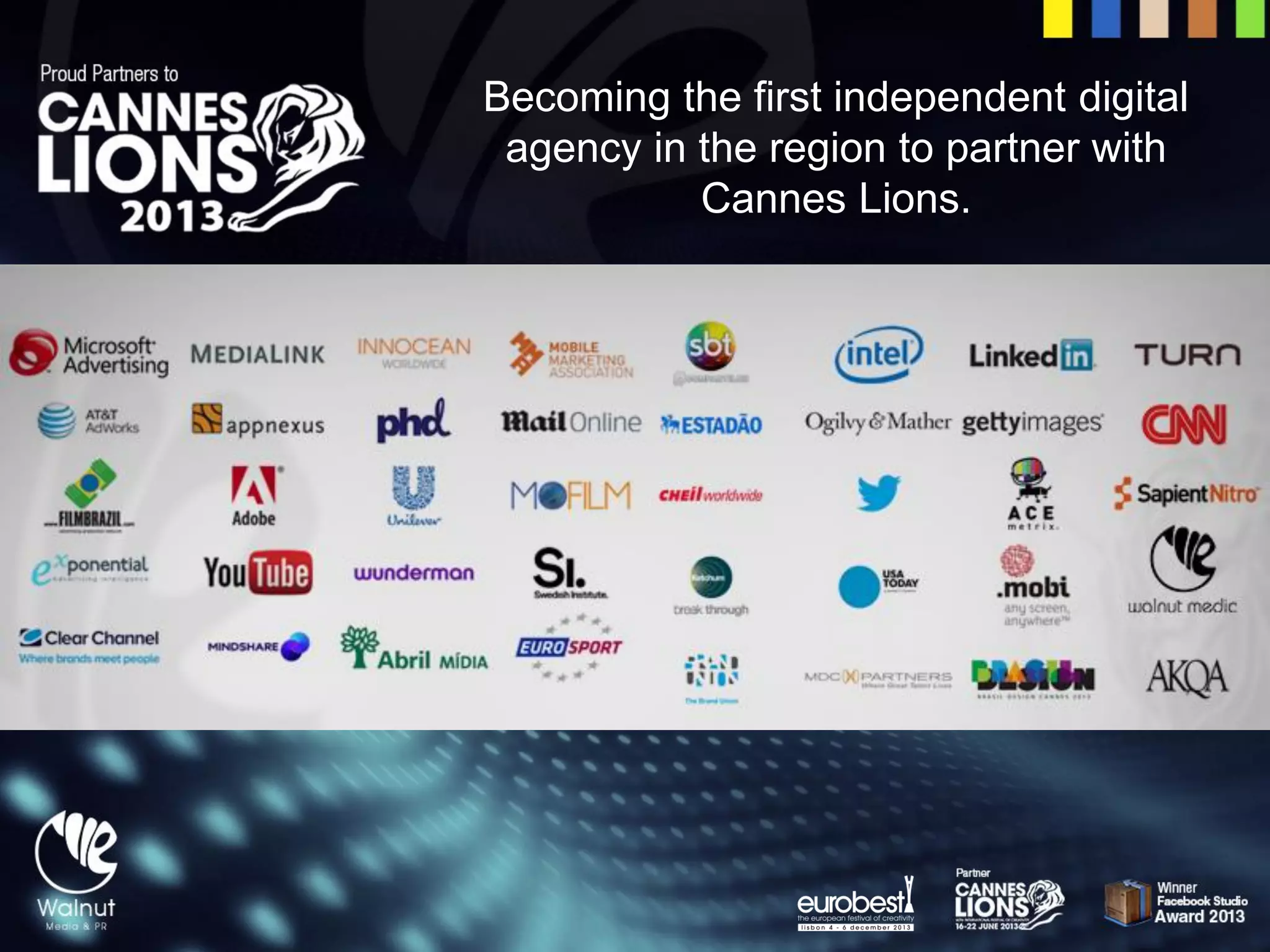 Walnut Media Today 
Becoming the first independent digital agency in the region to partner with Cannes Lions.  