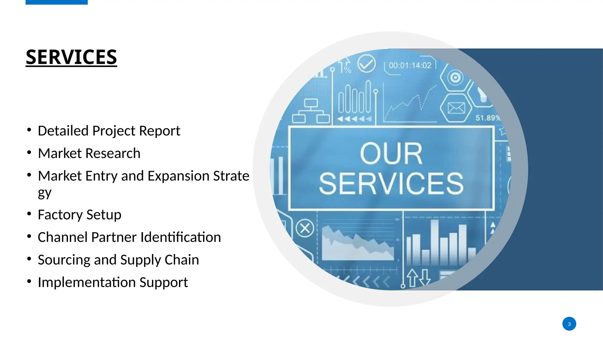 SERVICES
• Detailed Project Report
• Market Research
• Market Entry and Expansion Strate
gy
• Factory Setup
• Channel Partner Identification
• Sourcing and Supply Chain
• Implementation Support
3
 