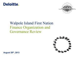 Walpole Island First Nation
Finance Organization and
Governance Review
August 28th, 2013
 