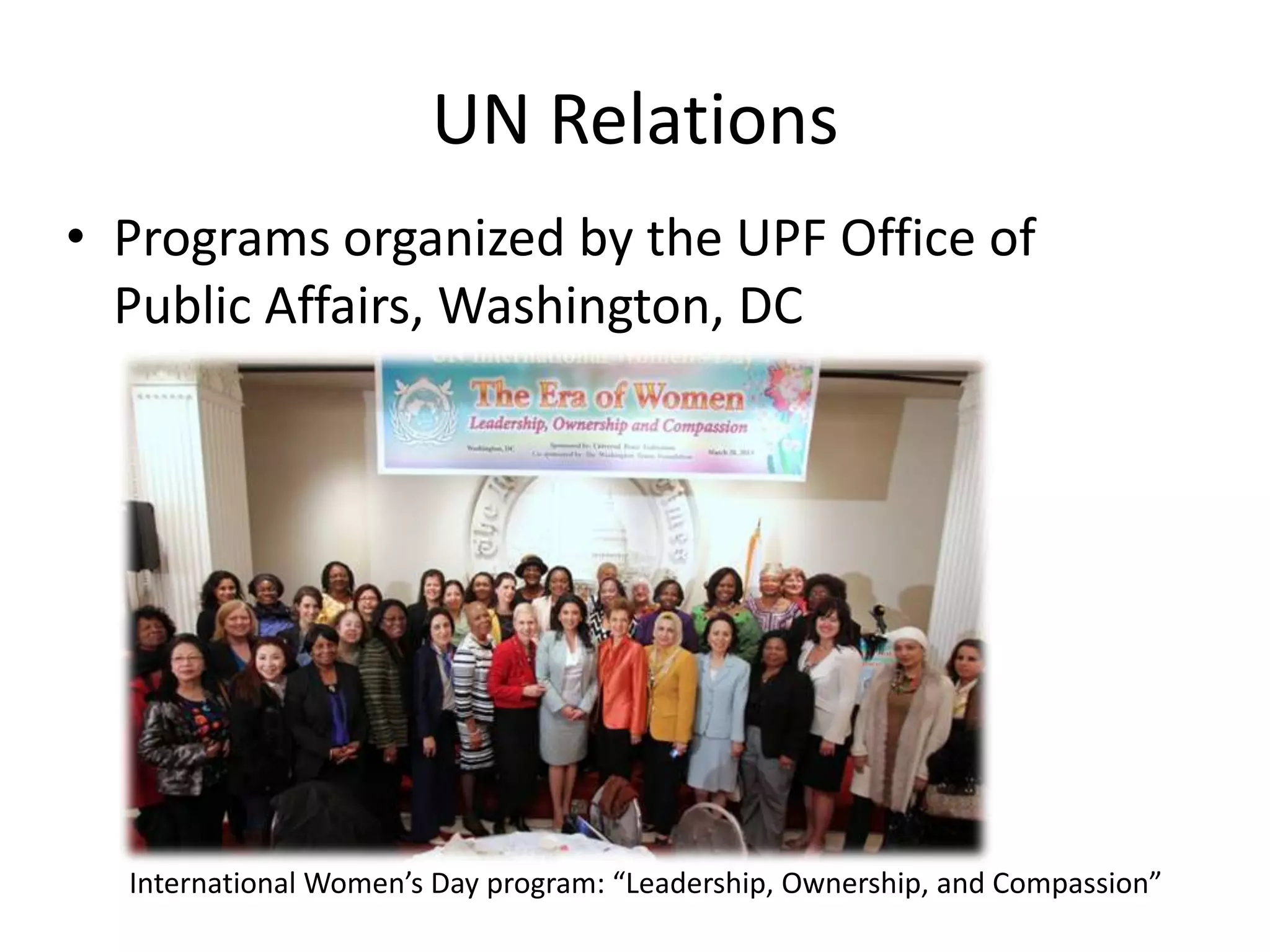 Forums organized by UPF’s Jerusalem Office for Interfaith and Cooperation among
Religions.
INTERFAITH PEACEBUILDING
 