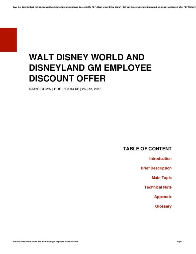 Walt disneyworldanddisneylandgmemployeediscountoffer