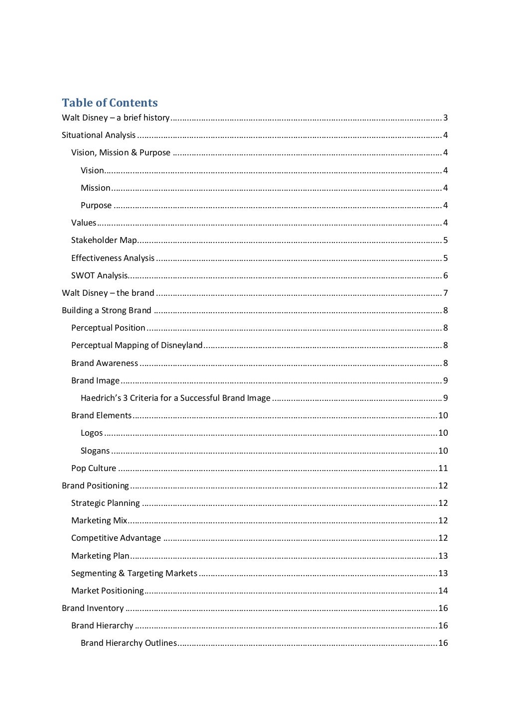 Brand Management Walt Disney (Case Study)