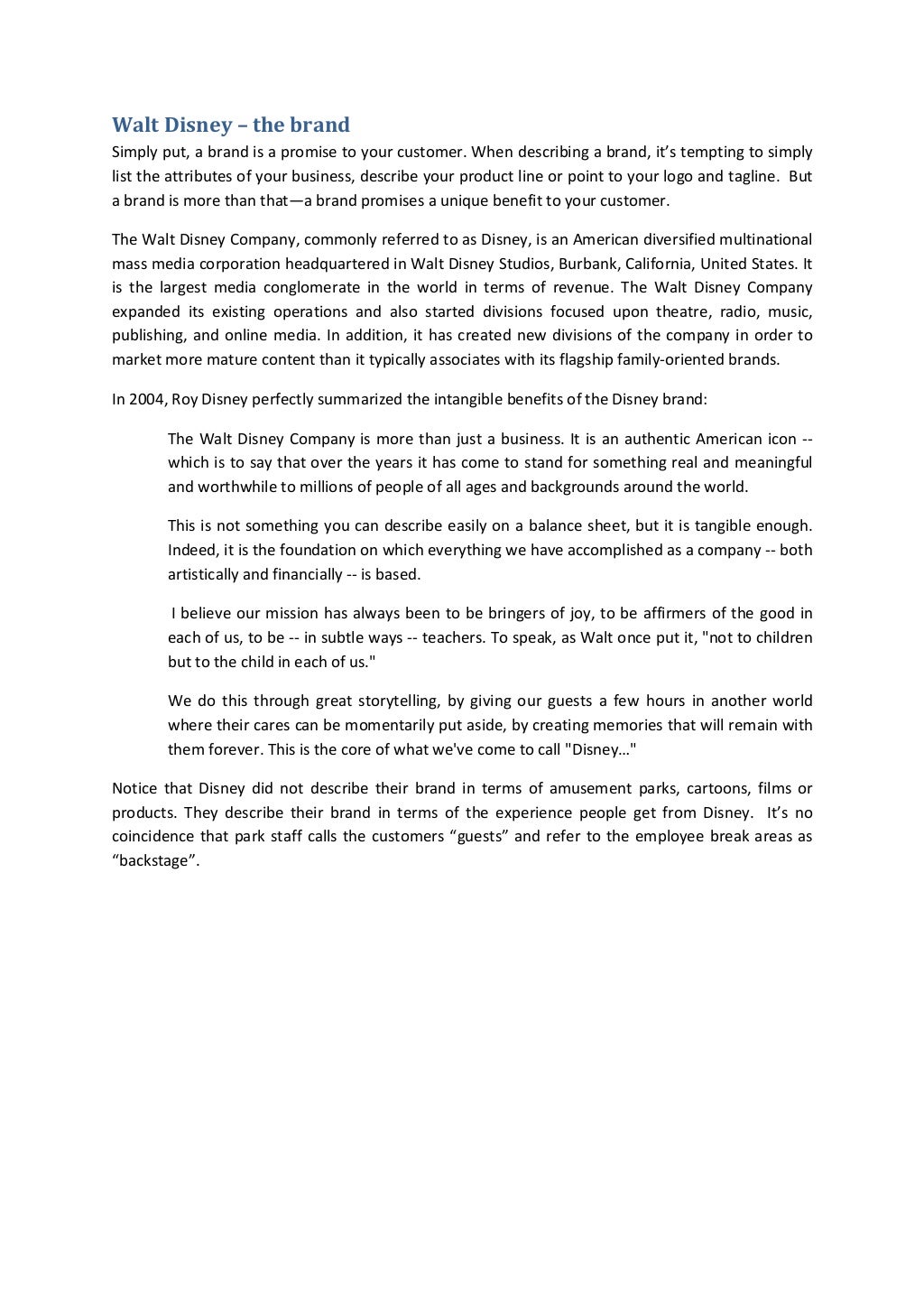 Walt disney company essay image