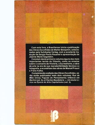 Walter benjamin   magia e técnica, arte e política