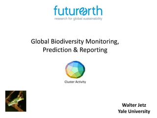 Global Biodiversity Monitoring, 
Prediction & Reporting 
Cluster Activity 
Walter Jetz 
Yale University 
 