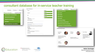 Walter Steinkogler
National Competence Center
eEducation Austria
consultant database for in-service teacher training
 