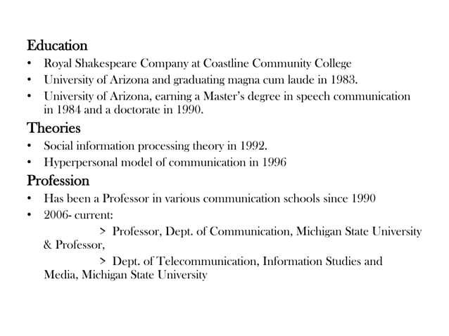 Walther s Social Information Processing Theory PPT
