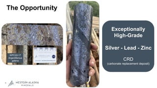 Exceptionally
High-Grade
Silver - Lead - Zinc
CRD
(carbonate replacement deposit)
3
WPC22-17
Argentiferous
galena
The Opportunity
 